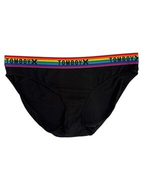 NWOT TomboyX Bikini sz M * Black Soft Tencel Rainbow Waistband Underwear